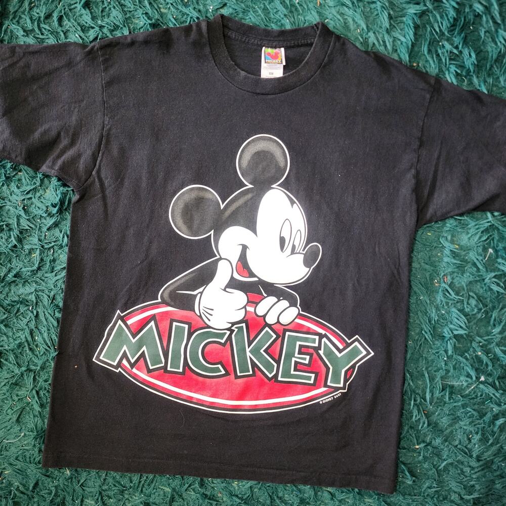 Vintage 1997 Mickey Unlimited Disney Graphic T Shirt USA Made XL Black Tee